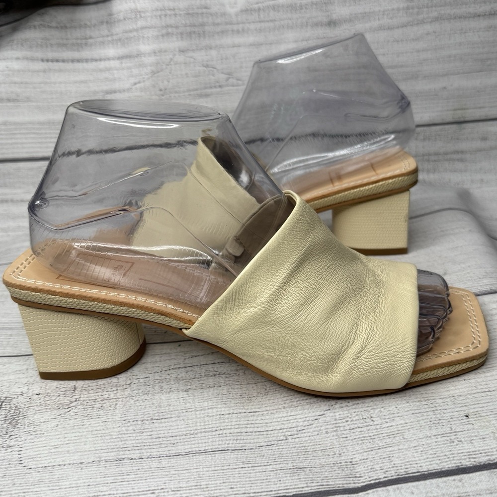 Dolce Vita Kaira‎ Cream Leather Open Toe Mules Sandals Size 7
